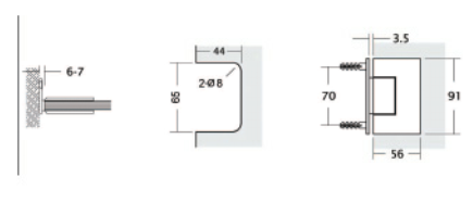 Shower Hinge Wall to Glass T Type 90deg CP