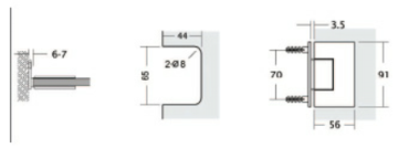 Shower Hinge Wall to Glass Offset L Type 90deg CP