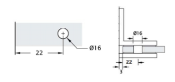 Glass to Wall Bracket 90deg CP