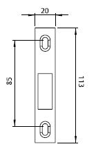 Optimum Sliding Door Lock Strike, Non Handed, Satin Stainless Steel