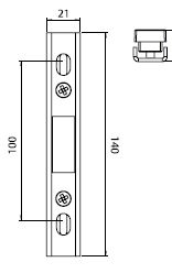 Optimum Sliding Door Lock Strike, Non Handed, Satin Stainless Steel