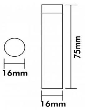 Diam 16 x 75mm, Wall Mount