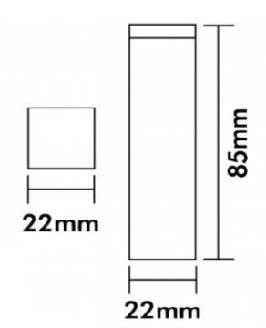 22mm SQ x 85mm, Wall Mount