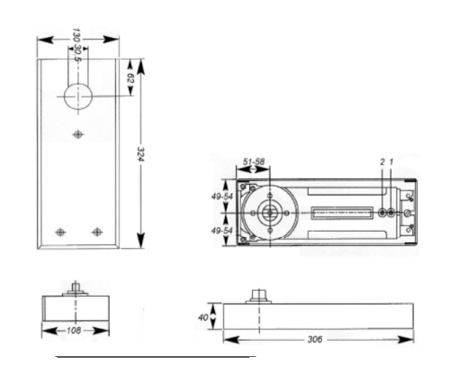 Double Action Heavy Duty Floorspring with Interhangeable Spindle