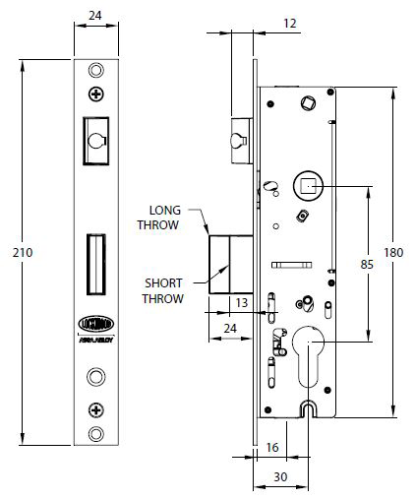 Lockwood Optimum Hinged Door Lock, Brushed Stainless Steel Faceplate